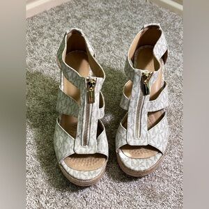Michael Kors Cream Wedges with Gold Accents